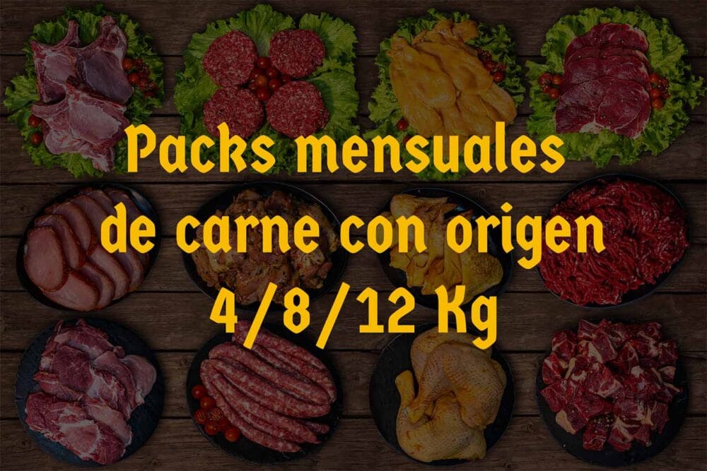 Pack mensual de carne de 4, 8 o 12 kg con los doce cortes a elegir: tudanca, cerdo Duroc, pollo campero y elaborados
